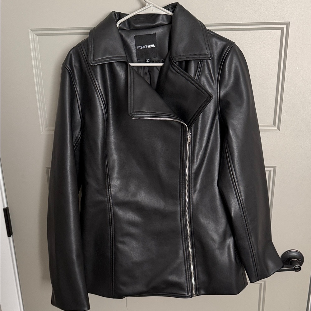 Fashion Nova Oversized Sleek Black Leather Jacket